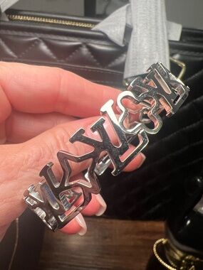 Silver Metal Logo Bracelet - LV Motif